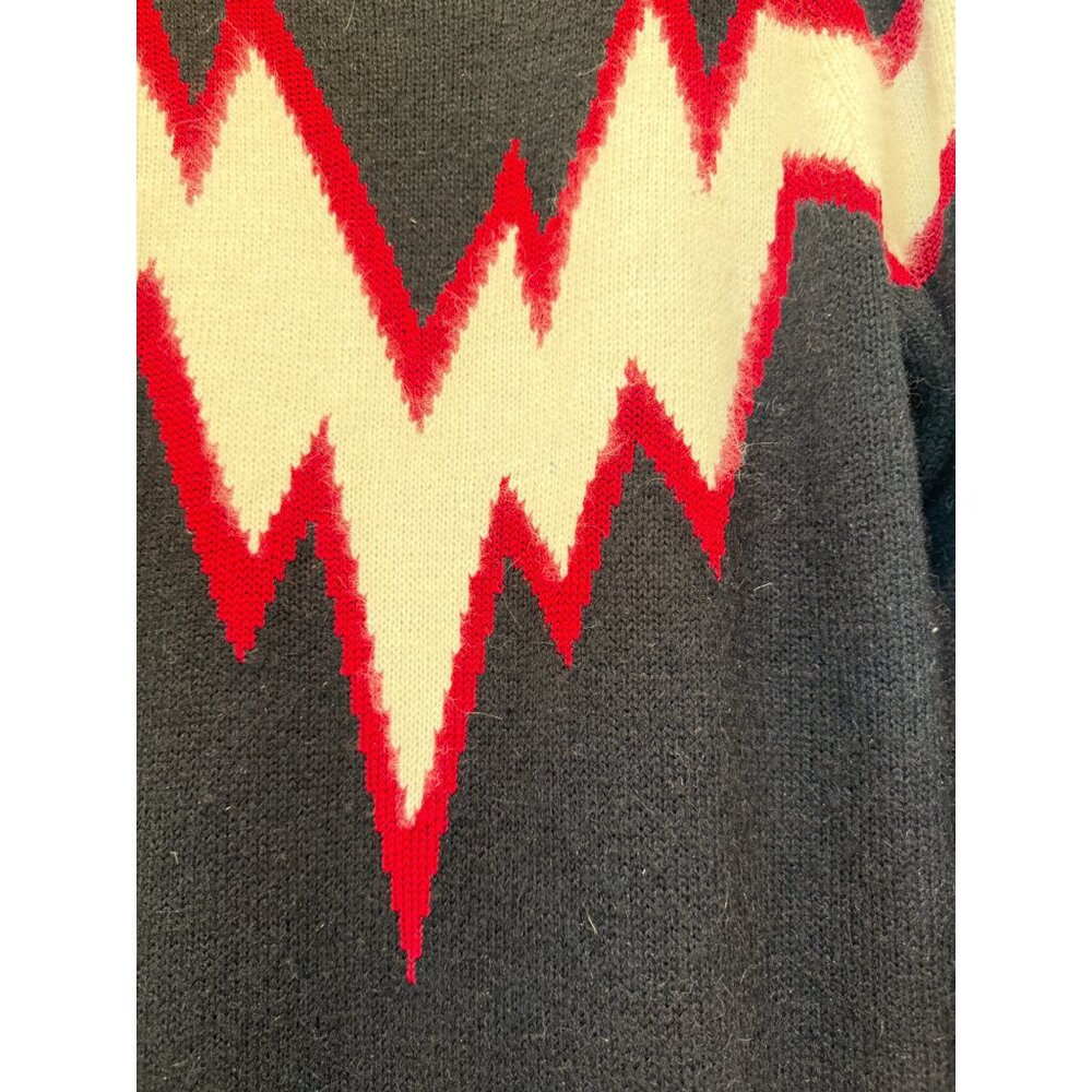 Vintage MAX BRADLEY Knit Women's Sweater Midi Dress w/ Lightning Bolt Pattern - Picture 3 of 9